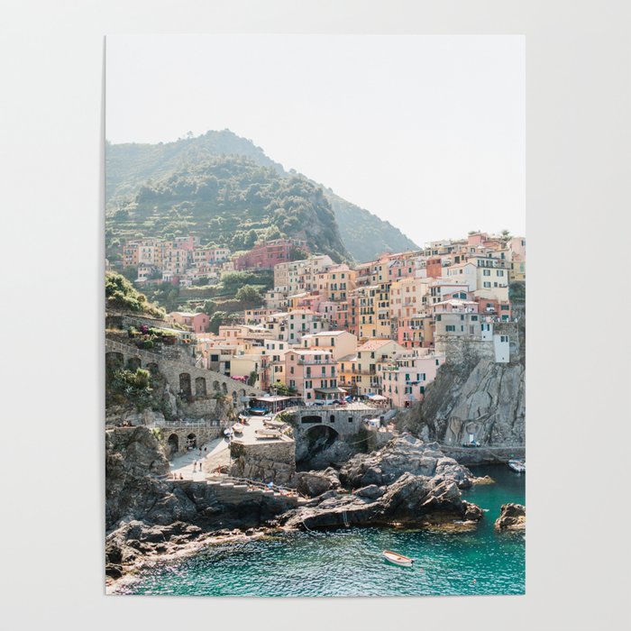 Pastel Houses in Cinque Terre, Manarola Town | Italy Fine Art Travel Print | Amalfi Coast, Italy Poster