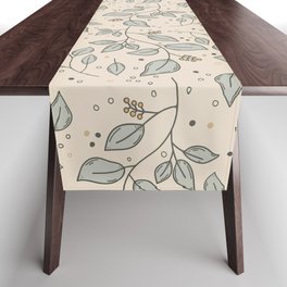 Yellow berry branches on tan background Table Runner