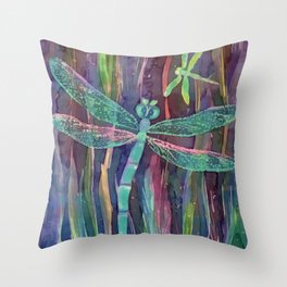 Dragonflies in blue Throw Pillow