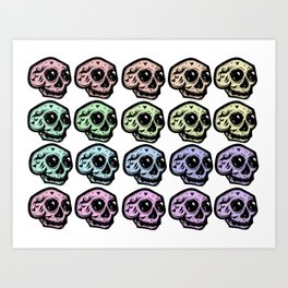 Skull Pattern in Pastel Tone Art Print