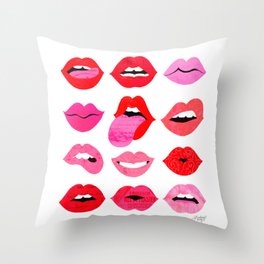 The Rolling Stones Official Classic Repeat Tongue White Throw Pillow 16x16 Multicolor