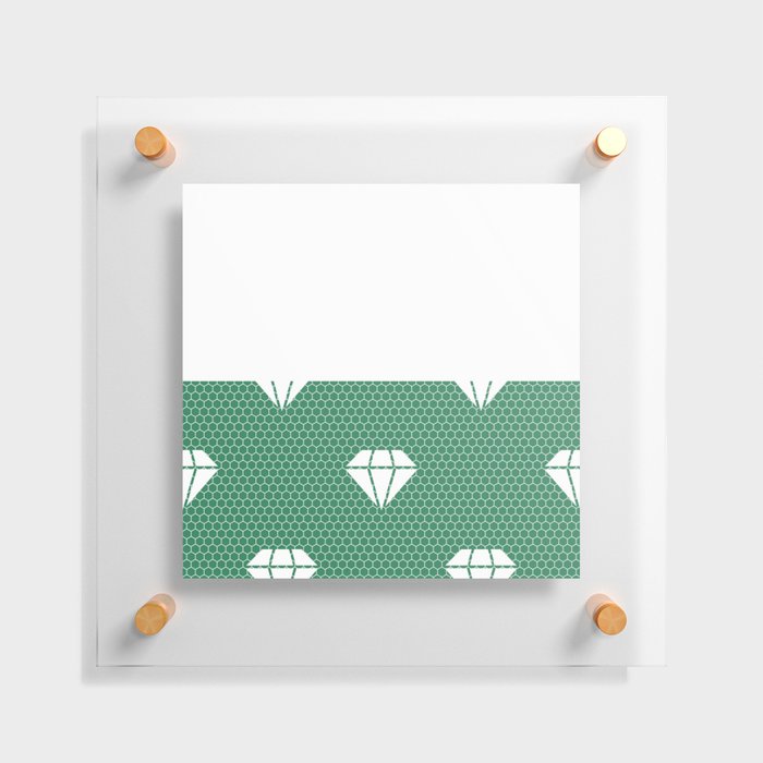 White Diamond Lace Horizontal Split on Christmas Green Floating Acrylic Print