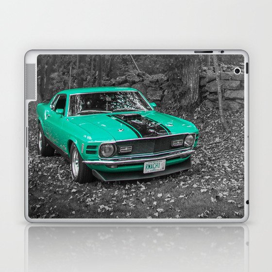 Vintage turquiose Mach I American Classic Muscle car automobile transportation color photography / photographs poster poster Laptop & iPad Skin