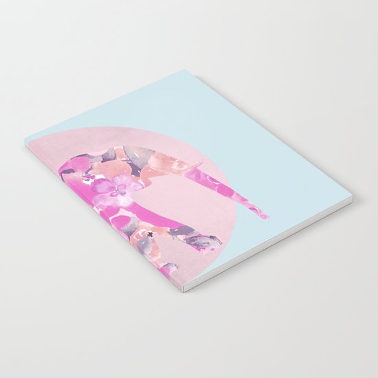 Floral Elephant and circle pastel blue pink colors Notebook