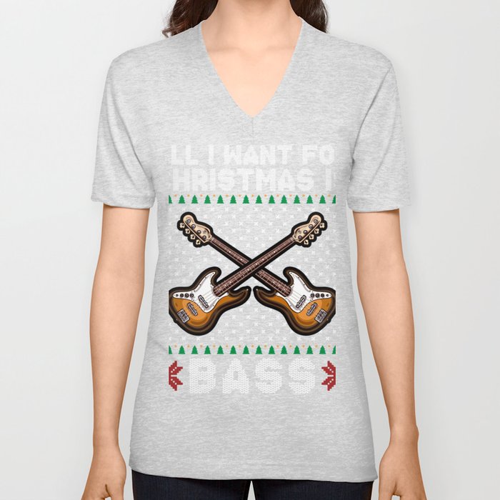Merry Bassmas - Christmas with techno and bass V Neck T Shirt