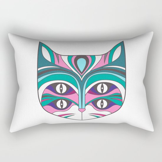 4 eyed cat (2) Rectangular Pillow