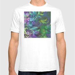 Exotic Jungle Floral Design in Exquisite Blue, Purple T Shirt