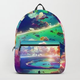 cloudy Backpack | Canvasprint, Anime, Outdorrug, Fantasy, Beach, Bench, Kid, Cartoon, Rug, Boy 