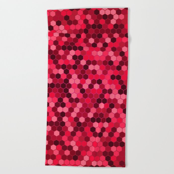  Red & Brown Color Hexagon Honeycomb Design Beach Towel