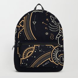Scorpio Zodiac Golden White on Black Background Backpack