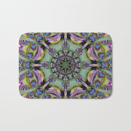 Colourful mandala with decorative shapes and tribal patterns Bath Mat