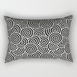 Chinese Spirals Pattern | Abstract Waves | Swirl Patterns | Circles and Swirls | Black and White | Rectangular Pillow
