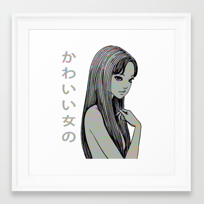 Pretty Girl 2 Sad Japanese Anime Aesthetic Framed Art Print By