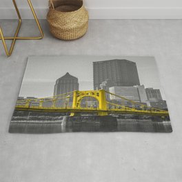 Pittsburgh Clemente Bridge Gold Print Area & Throw Rug