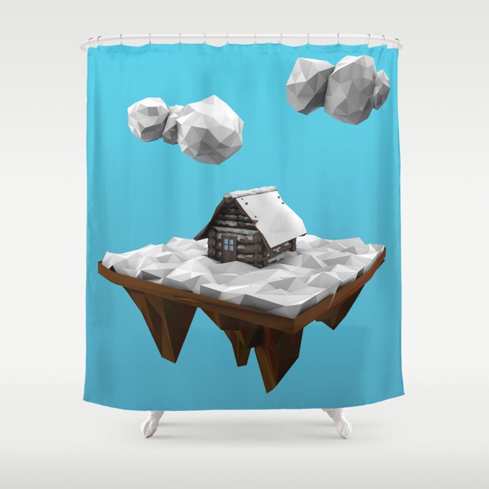 lowpoly winter Shower Curtain