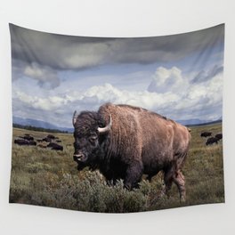 American Buffalo or Bison in the Grand Teton National Park Wall Tapestry