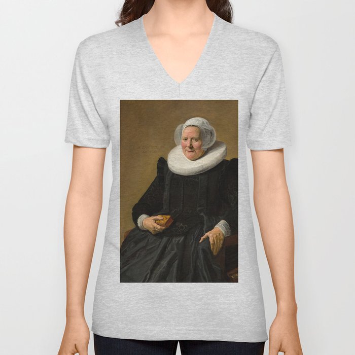 Portrait of an Elderly Lady, 1633 by Frans Hals  V Neck T Shirt