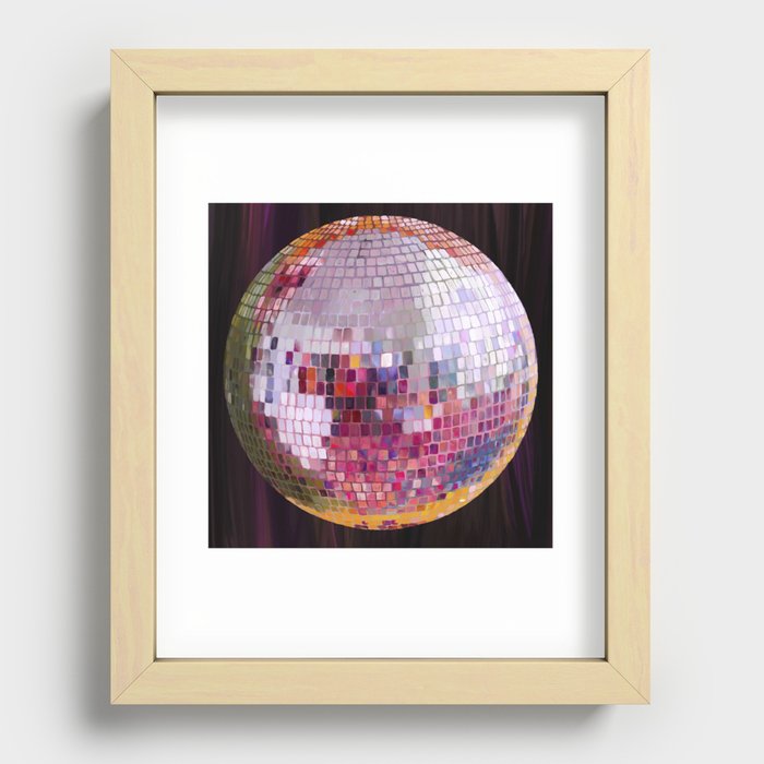 Pink Disco Ball oil painting Recessed Framed Print