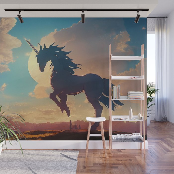 Unicorn Silhouette Landscape Wall Mural