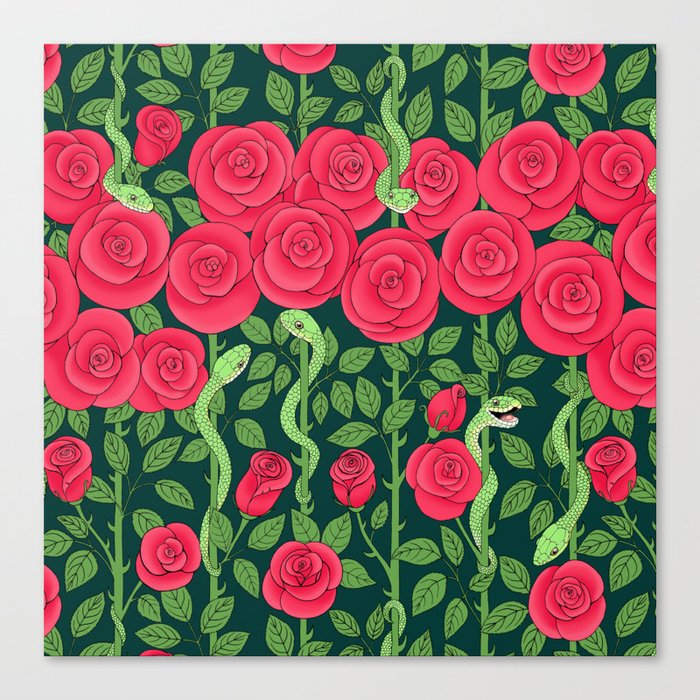 snakes and roses Canvas Print