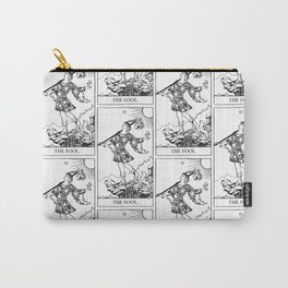 The Fool: Black and White Line Art Carry-All Pouch | Pattern, Boho, Riderwaite, Tarotcards, Ink Pen, Magical, Tarot, Magick, Divination, Minimal 