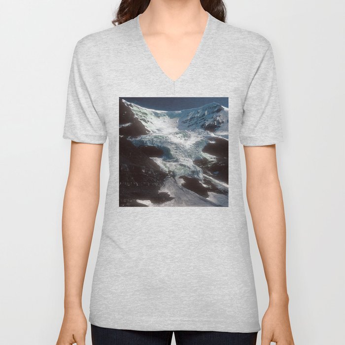 Jaw-dropping Canadian Glacier Cascading Down Mountainside V Neck T Shirt
