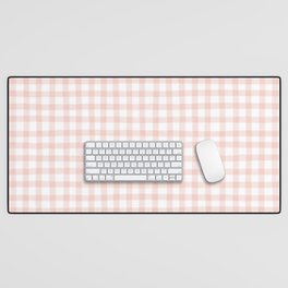 Hand Drawn Gingham - Peach and White Desk Mat