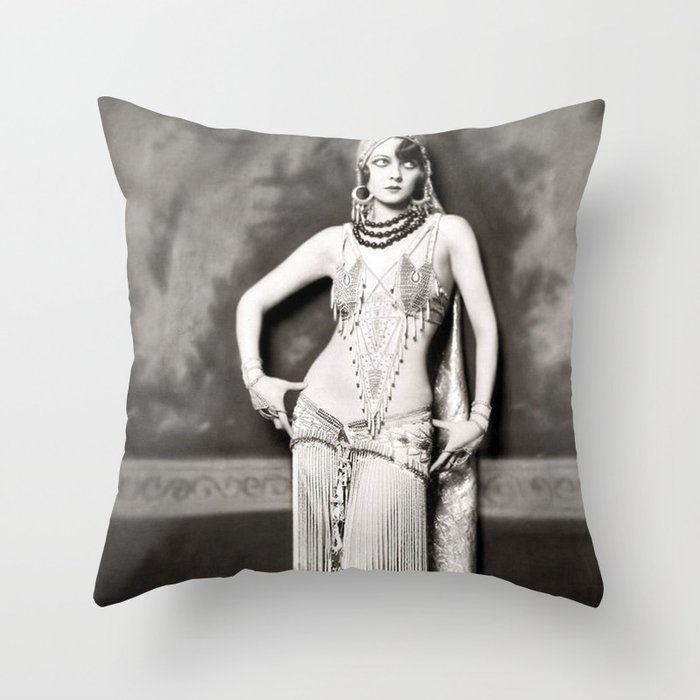 Ziegfeld Follies Glamourous Showgirl Marion Benda black and white photography - photographs Throw Pillow