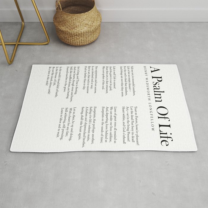 A Psalm Of Life - Henry Wadsworth Longfellow Poem - Literature - Typography Print 1 Rug