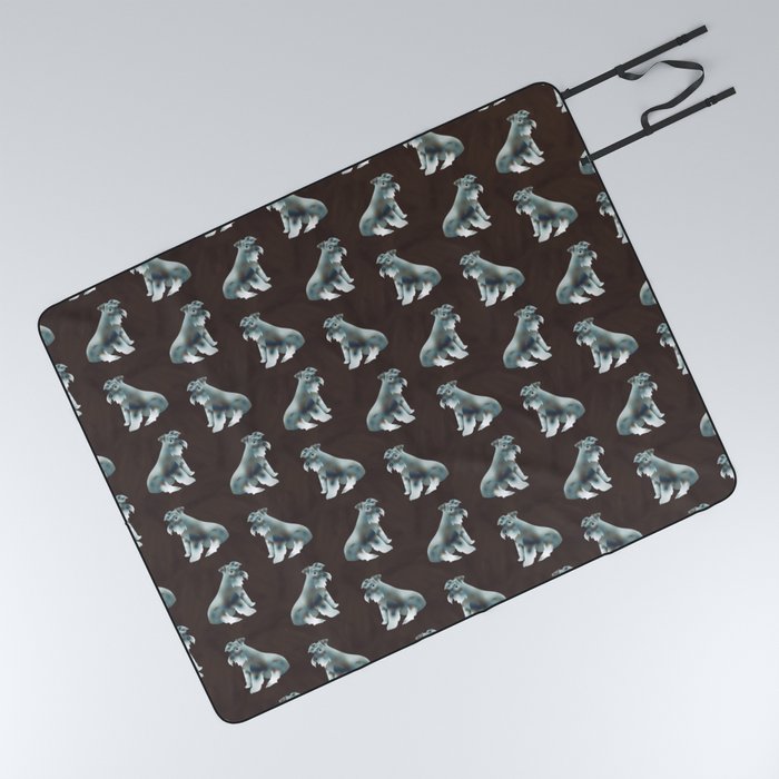  Schanuzer breed dogs, pattern in digital drawing Picnic Blanket