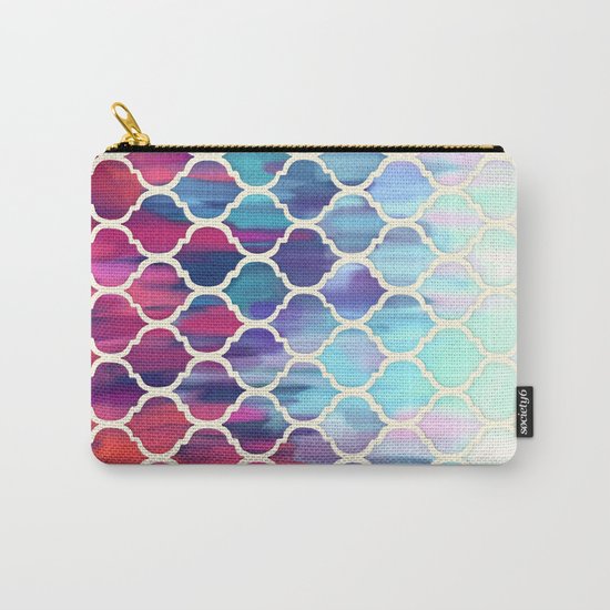 Moroccan Meltdown - pink, purple & aqua painted tiles Carry-All Pouch