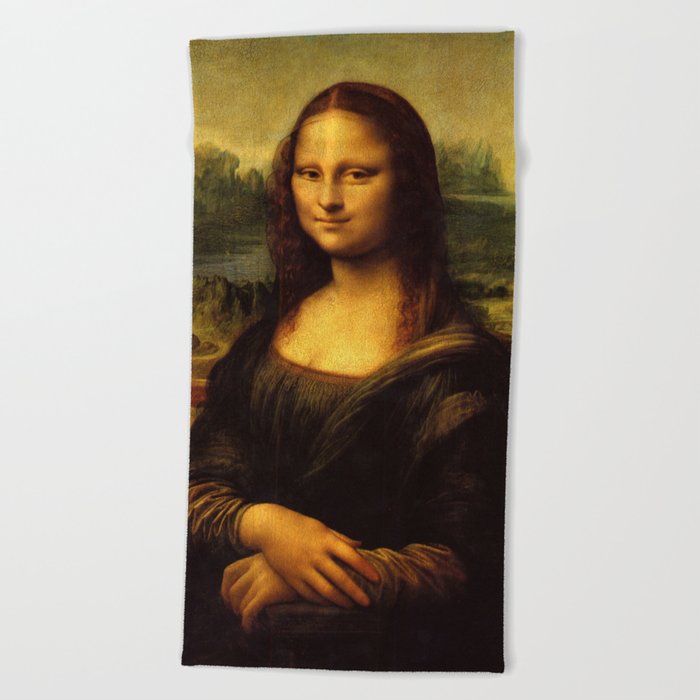 Monalisa Leonardo Da Vinci Mona Lisa Original Beach Towel By Alma Design Society6 This painting is painted as oil on wood. monalisa leonardo da vinci mona lisa original beach towel by alma design