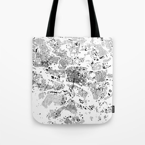 Glasgow Map Schwarzplan Only Buildings Urban Plan Tote Bag