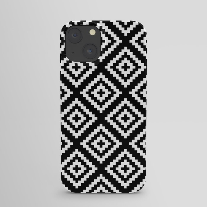 Black and White Geometrical Tribal Pattern iPhone Case