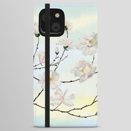 White Magnolia on Sky Background  iPhone Wallet Case