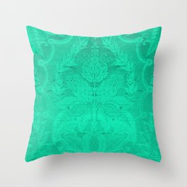 French Silk Brocade Emerald Green Throw Pillow