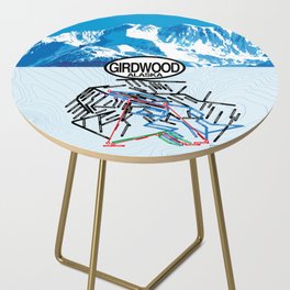 Girdwood, Alaska Mt. Alyeska Ski Trail Map by Crow Creek Cool Side Table