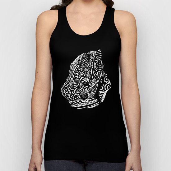Hong Kong Dim Sum Wonton Doodle in BW Unisex Tank Top