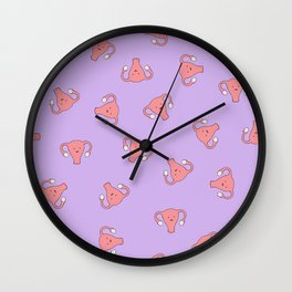 Crazy Happy Uterus in Purple, Large Wall Clock