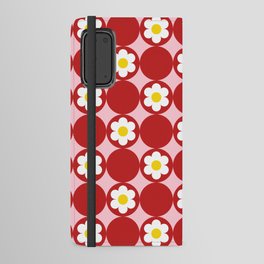 60's Bright Summer | Red Polka Dot Flower Android Wallet Case