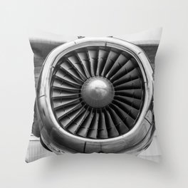 Vintage Airplane Turbine Engine Black and White Photography / black and white photographs Throw Pillow