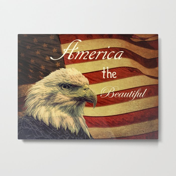 America the Beautiful Rustic Flag A109 Metal Print