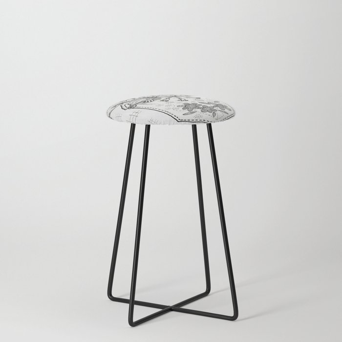 pocket monster pals, black and white Counter Stool