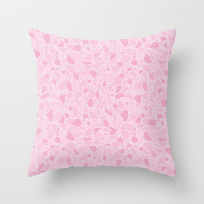 Pink Terrazzo flooring pattern. Digital Illustration background Throw Pillow