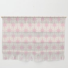 Midcentury Modern Atomic Starburst Pattern in Pale Pink and Light Cream Wall Hanging