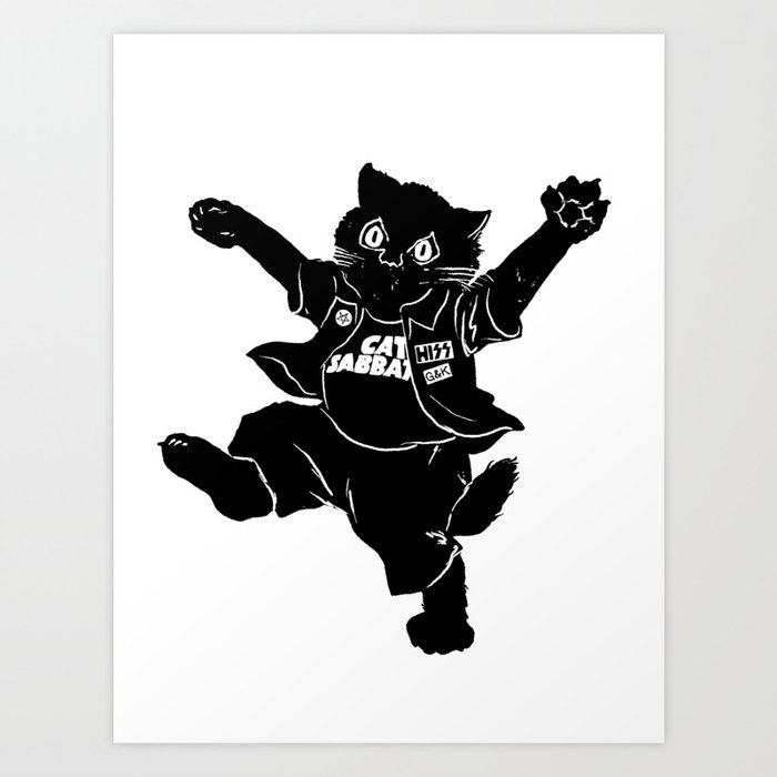 Heavy Metal Black Cat Art Print By Gorierandknives Society6
