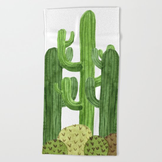 Desert Vacay Three Cacti Beach Towel