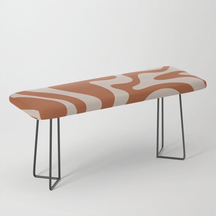 Liquid Swirl Retro Abstract Pattern in Clay and Putty Earth Tones Bench