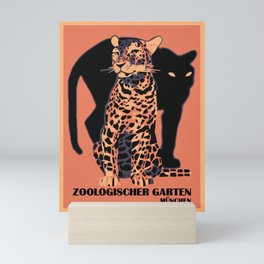 Retro vintage Munich Zoo big cats Mini Art Print