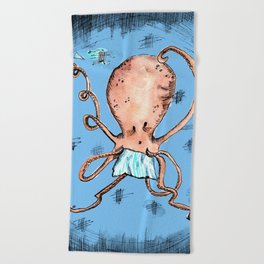 Quirky Octopus Blue Beach Towel